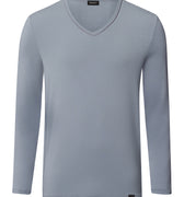Natural Function Tencel™ And Cotton Fitted V-Neck Top | Cliff Grey 73187-2680